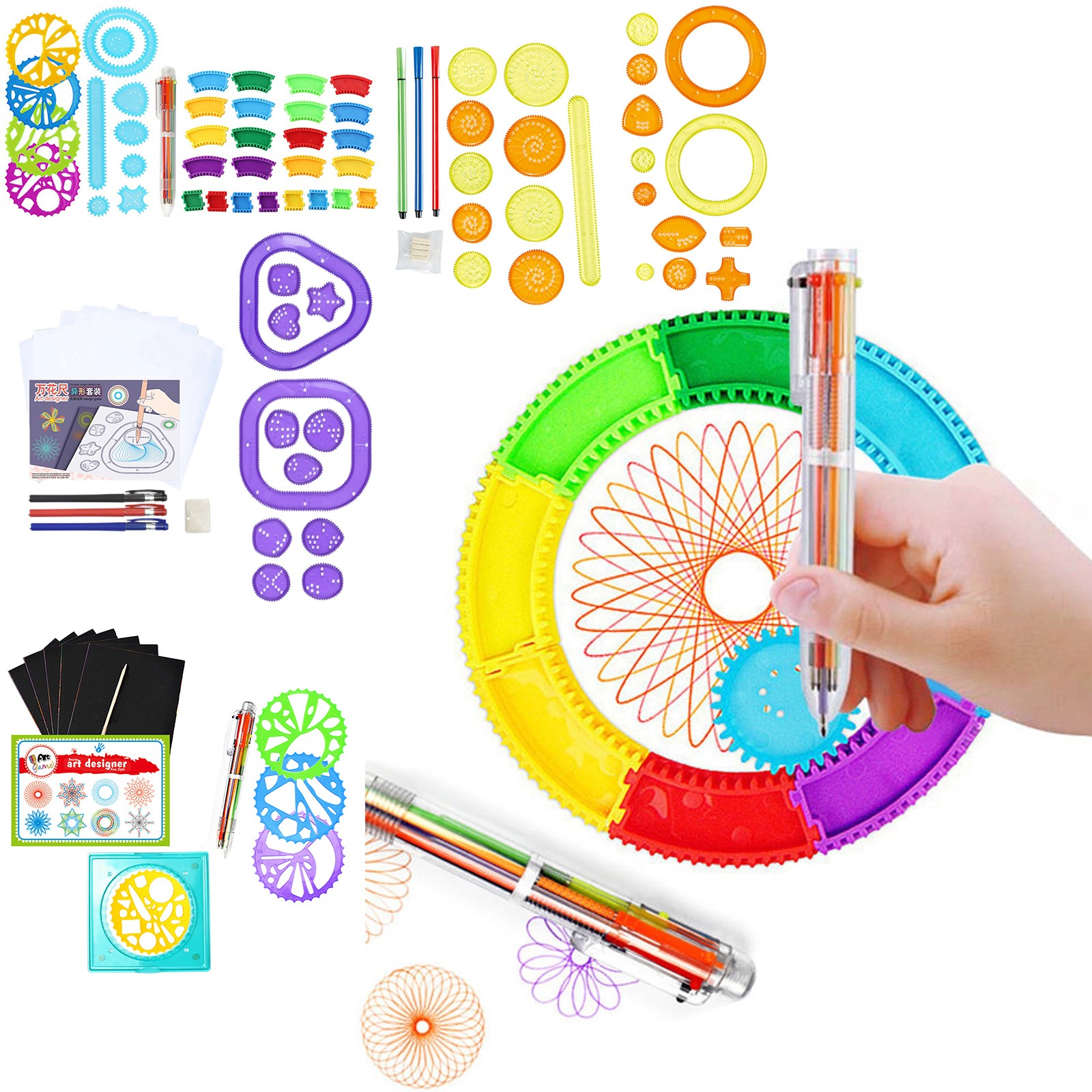 Kids Education Template - Geometria spirograph desenho estênceis conjunto modelo