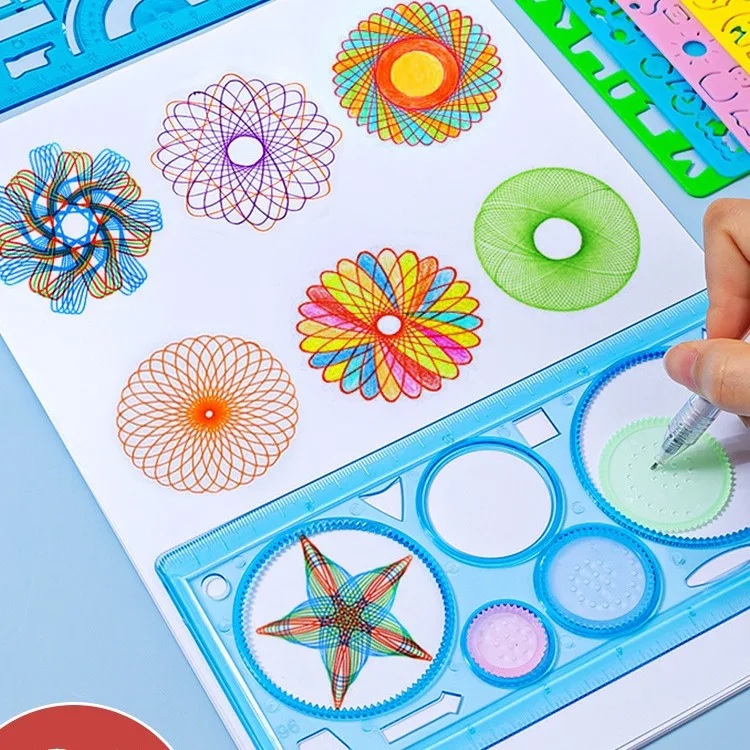 Kids Education Template - Geometria spirograph desenho estênceis conjunto modelo
