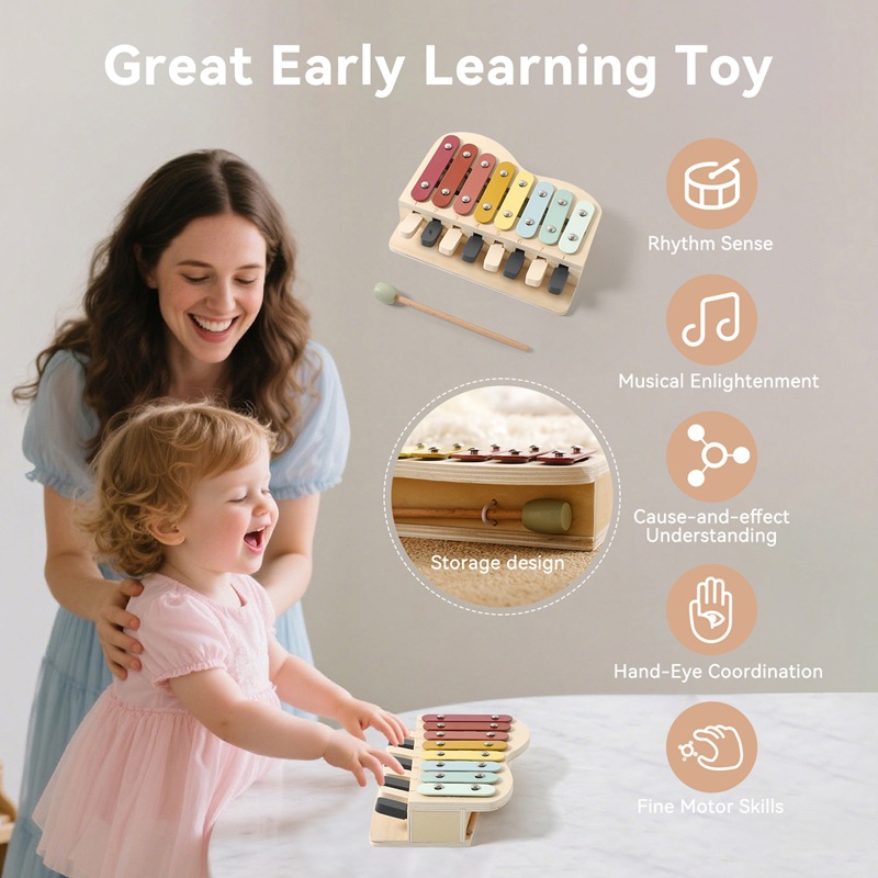 Brinquedo de piano de madeira  - Kids Education Learn Tv avaliação e preço