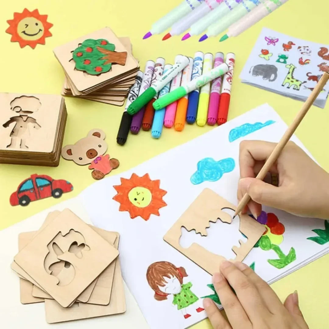 20 peças estênceis de desenho  - Kids Education Template avaliação e preço